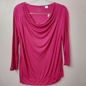 Chico's Dashing Drape Top Size 8 Wild Fuschia